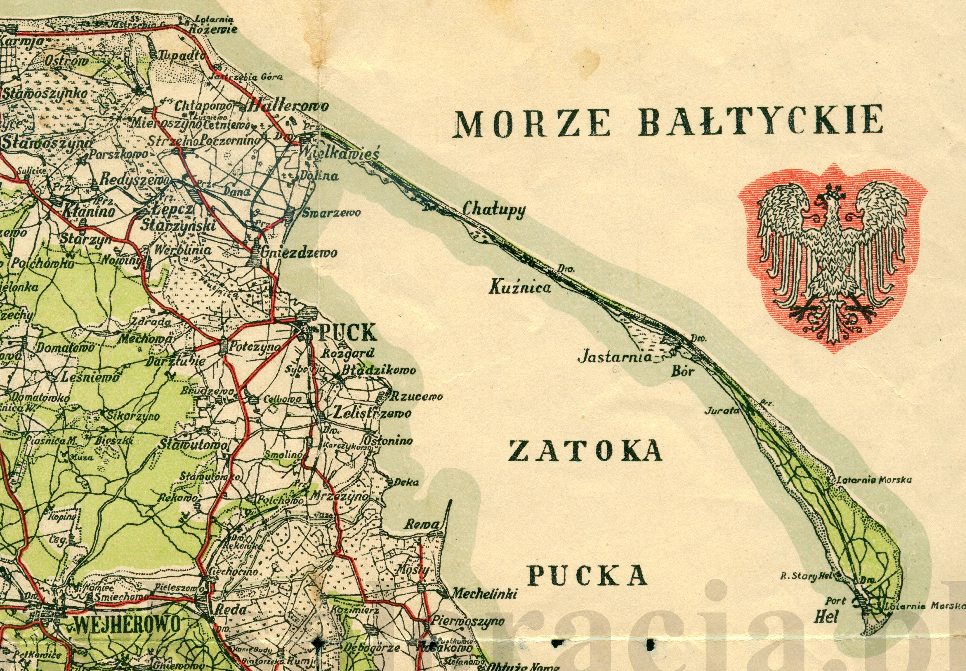 Mapa Jastarni i Pwyspu Helskiego z roku 1921