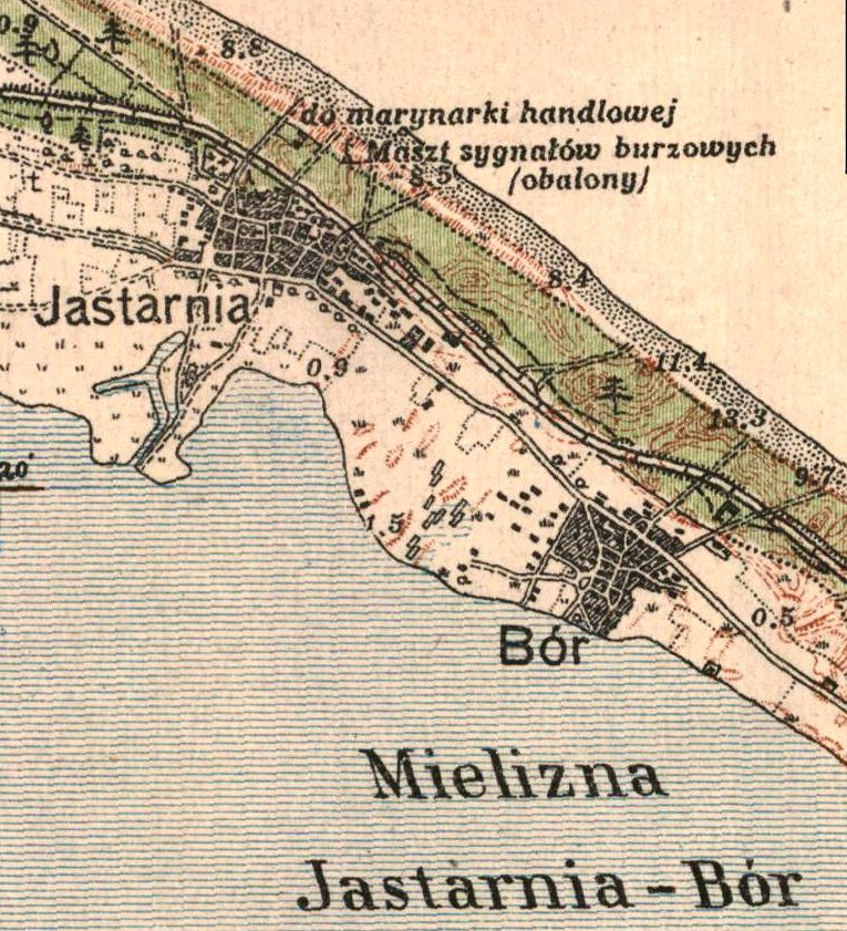 Mapa Jastarni i Pwyspu Helskiego z roku 1926