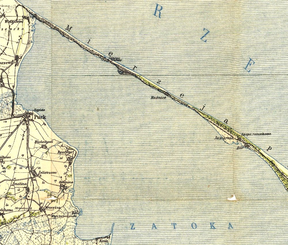 Mapa Jastarni i Pwyspu Helskiego z roku 1927