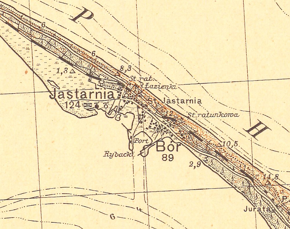 Mapa Jastarni i Pwyspu Helskiego z roku 1931