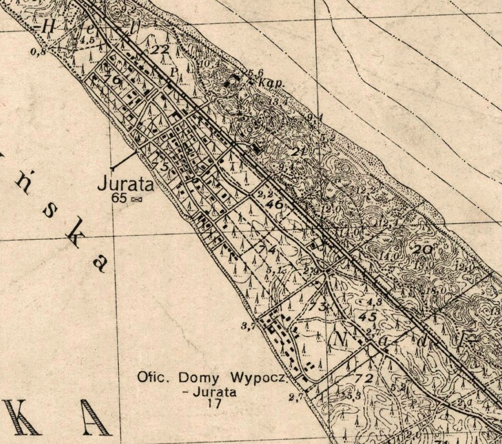 Mapa Jastarni i Pwyspu Helskiego z roku 1937