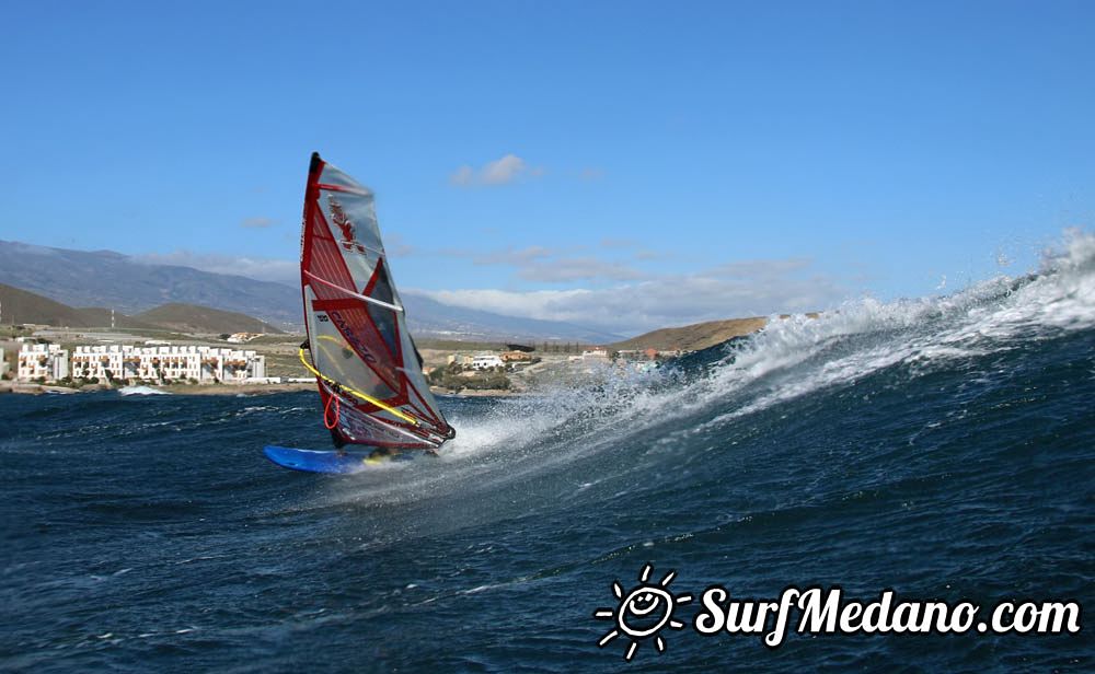 Sunset windsurfing at Harbour Wall in El Medano