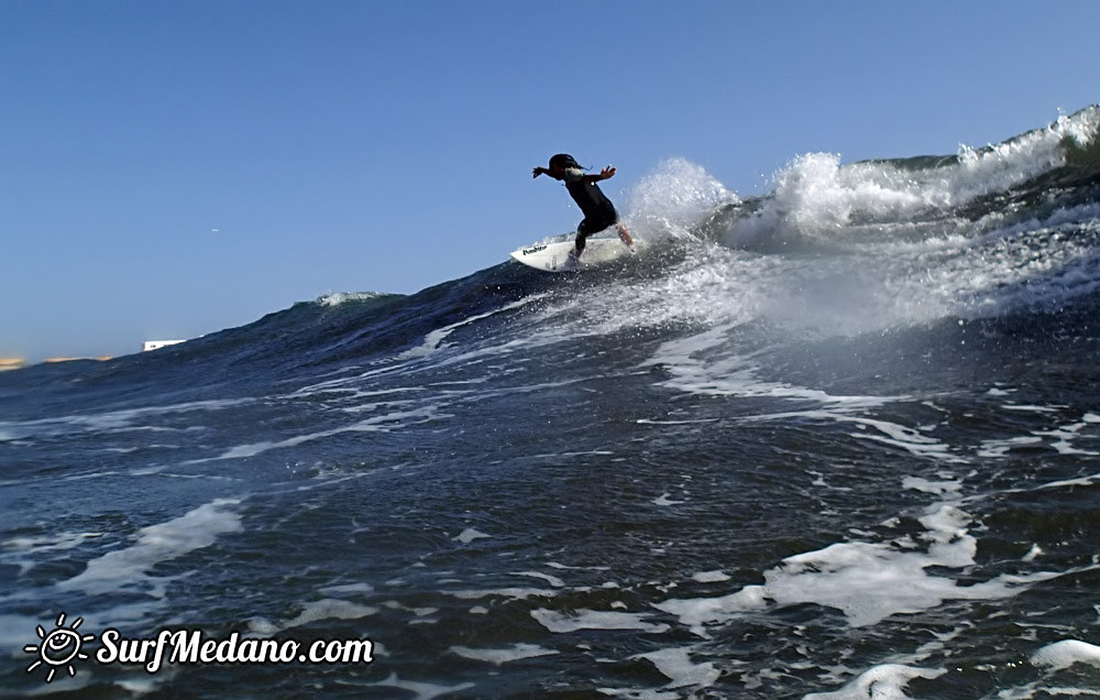 Surfing south swell in El Medano 04-01-2015 Tenerife
