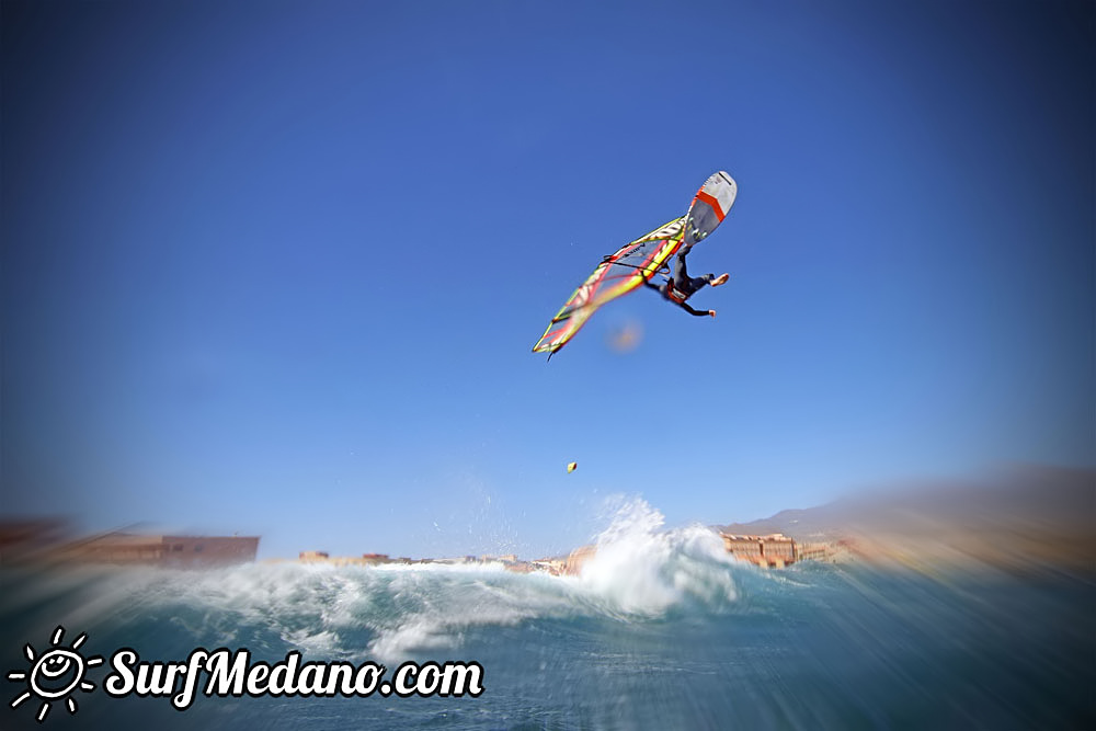 Wave windsurfing at EL Cabezo in El Medano Tenerife