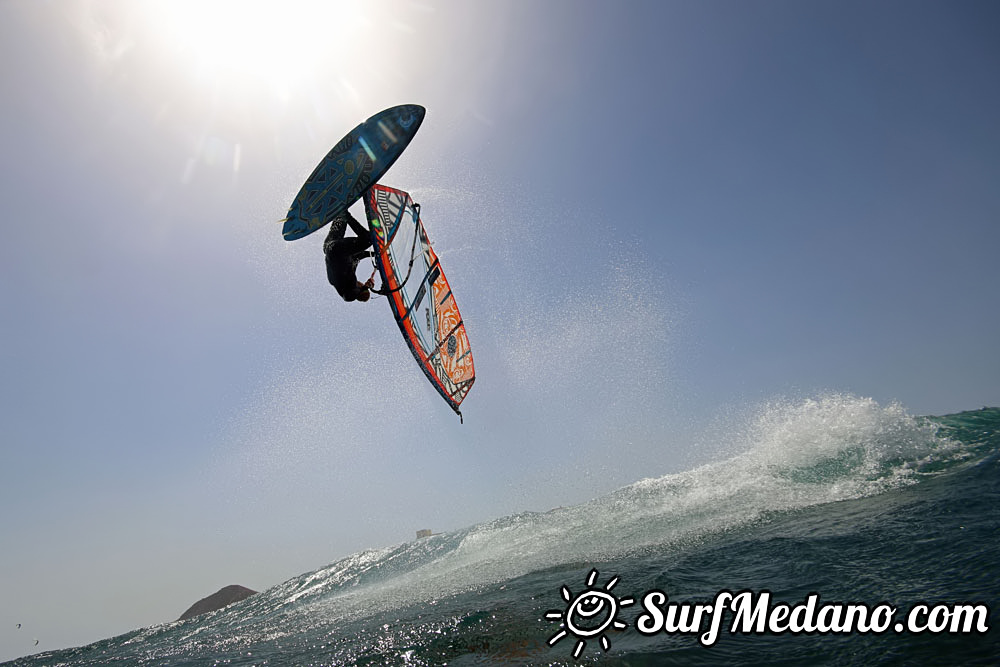 Wave windsurfing at EL Cabezo in El Medano Tenerife