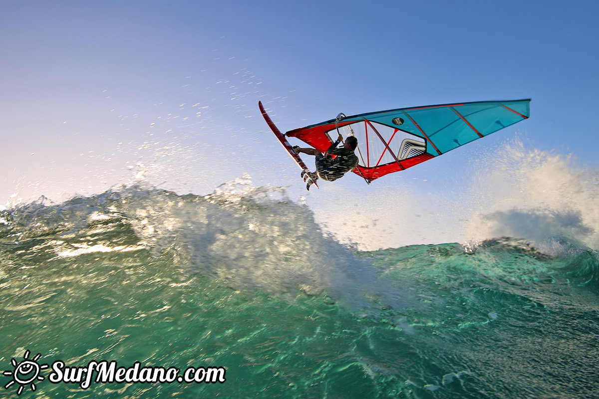 Wave windsurfing at EL Cabezo in El Medano Tenerife