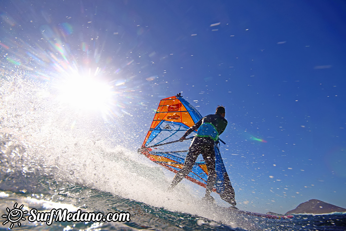 Wave windsurfing at EL Cabezo in El Medano Tenerife