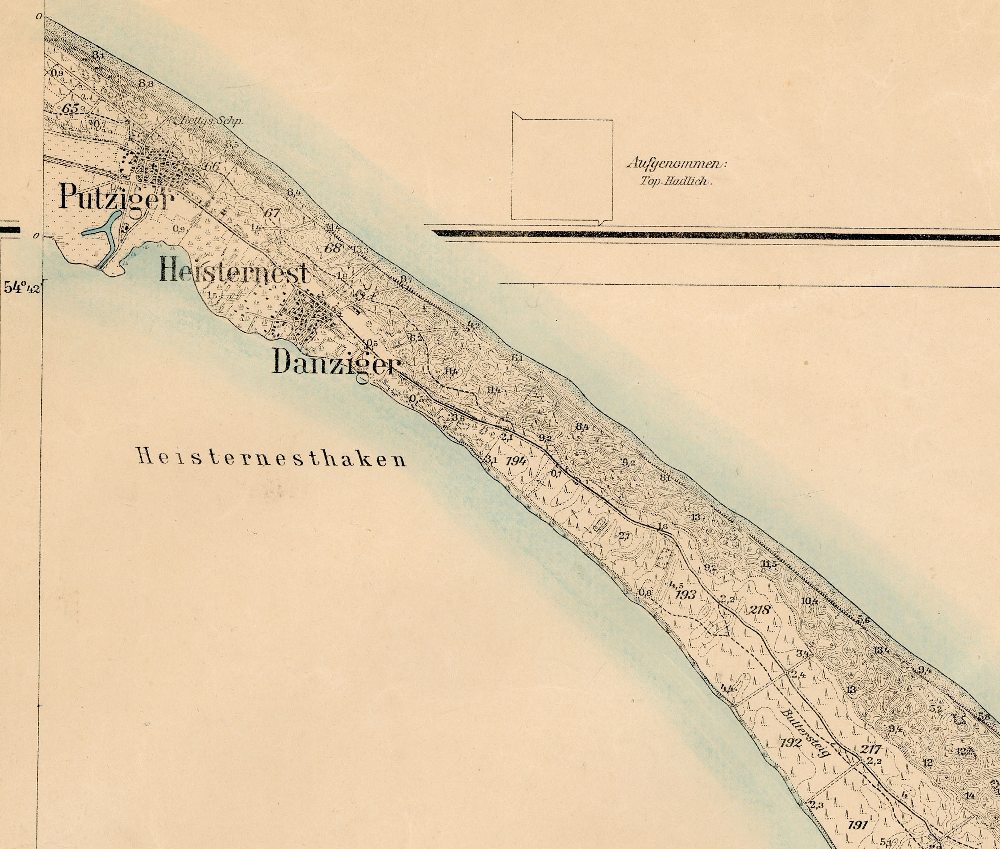 Mapa Jastarni i Półwyspu Helskiego z roku 1901