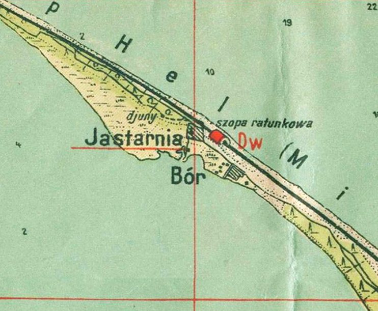 Mapa Jastarni i Pwyspu Helskiego z roku 1920