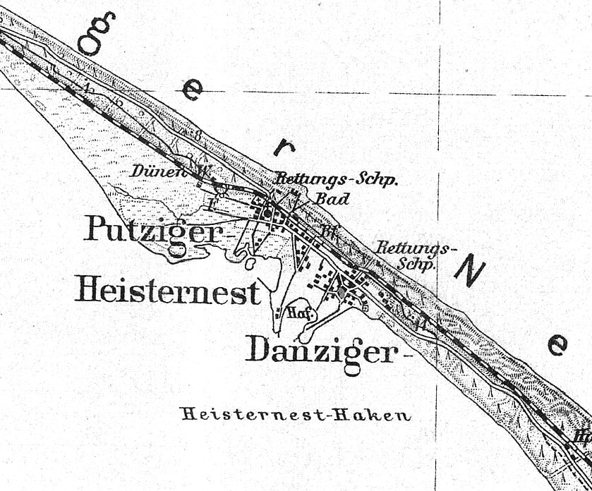 Mapa Jastarni i Półwyspu Helskiego z roku 1935