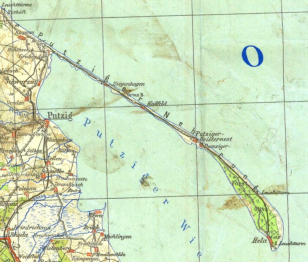 Mapa Jastarni i Pwyspu Helskiego z roku 1944