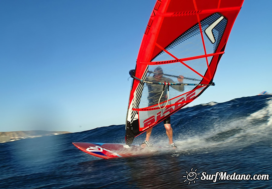 Windsurfing at Harbour Wall Muelle in El Medano Tenerife 11-02-2014 with Ross Williams, Mark Sparky Hosegood and Adam Lewis  Tenerife