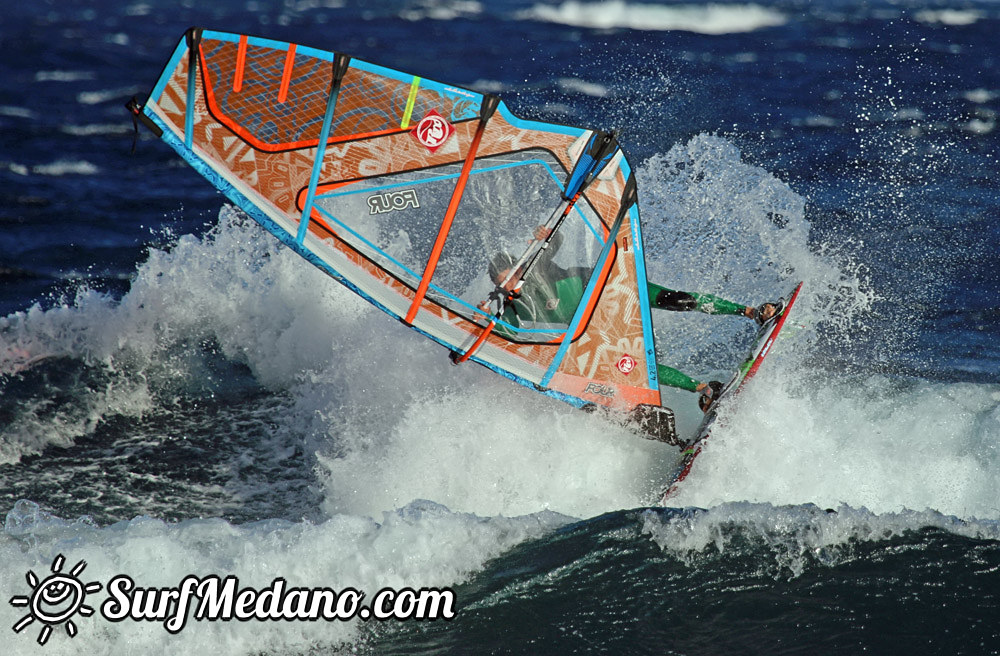 Windsurfing at El Cabezo in El Medano Tenerife 07-01-2015