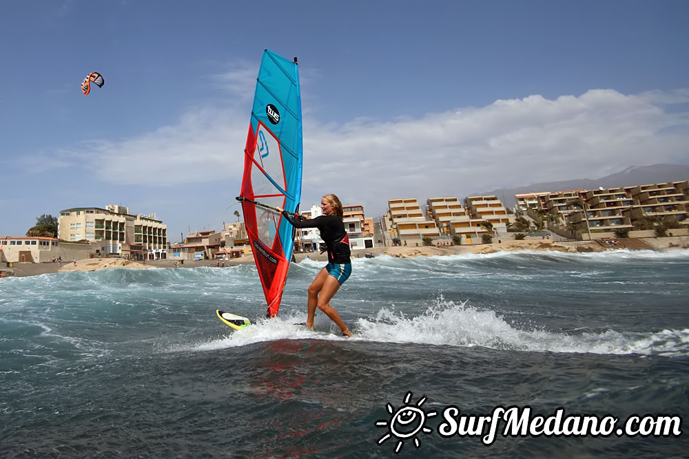 Windsurfing with 30 knots at TWS Playa Sur in El Medano Tenerife 16-09-2017 Tenerife