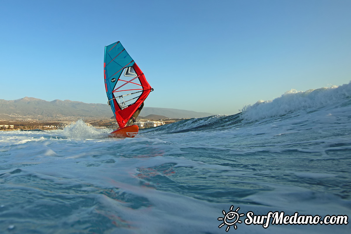 Sunrise windsurfing at Cabezo in El Medano Tenerife 10-11-2017 Tenerife
