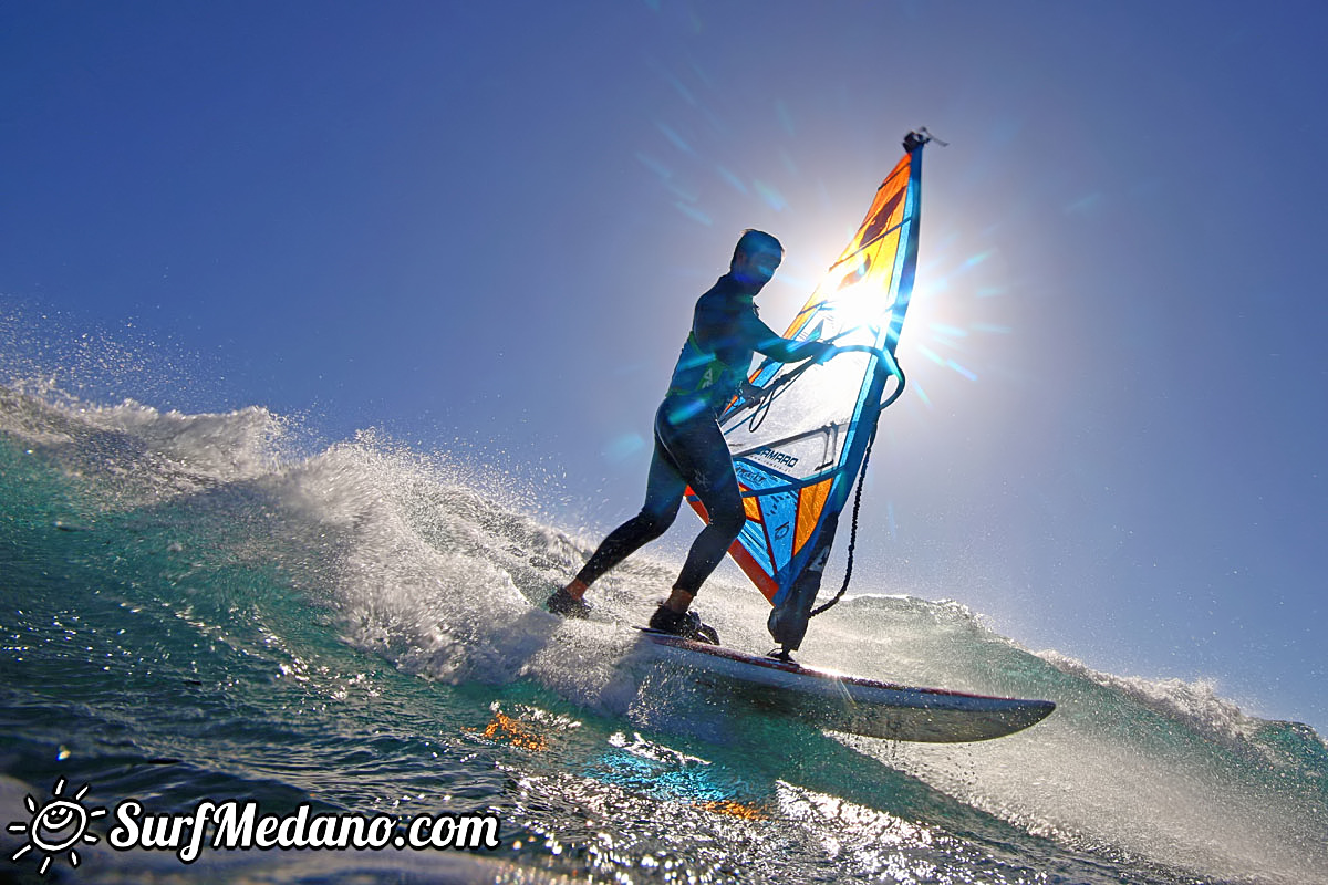 Wave windsurfing at El Cabezo in El Medano Tenerife 02-01-2018 Tenerife
